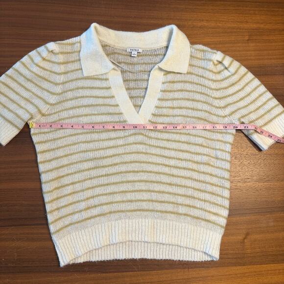 Pistola Billy Stripe Short Sleeve Collared Sweater, pistachio shell, size Large - Picture 4 of 7